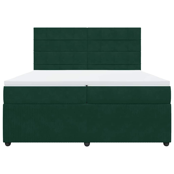 Pat box spring cu saltea, verde închis, 200x200 cm, catifea - WALTI WALTI