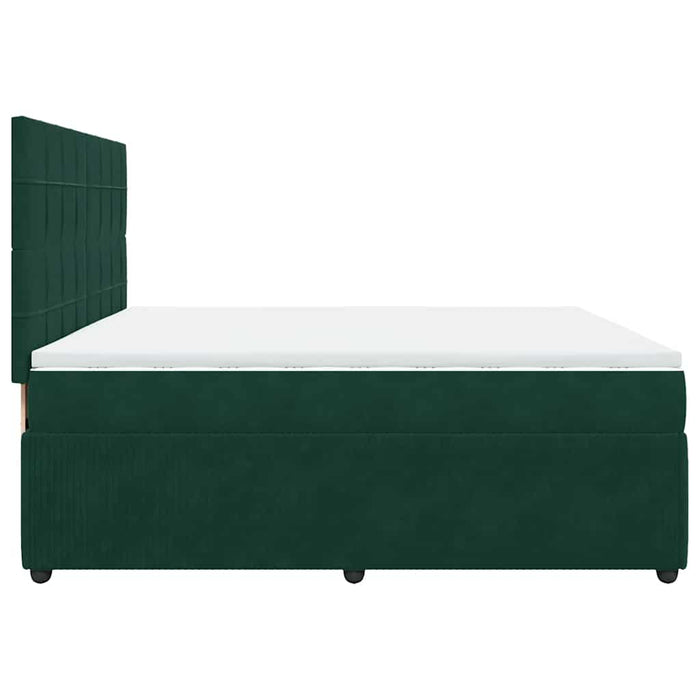 Pat box spring cu saltea, verde închis, 200x200 cm, catifea - WALTI WALTI