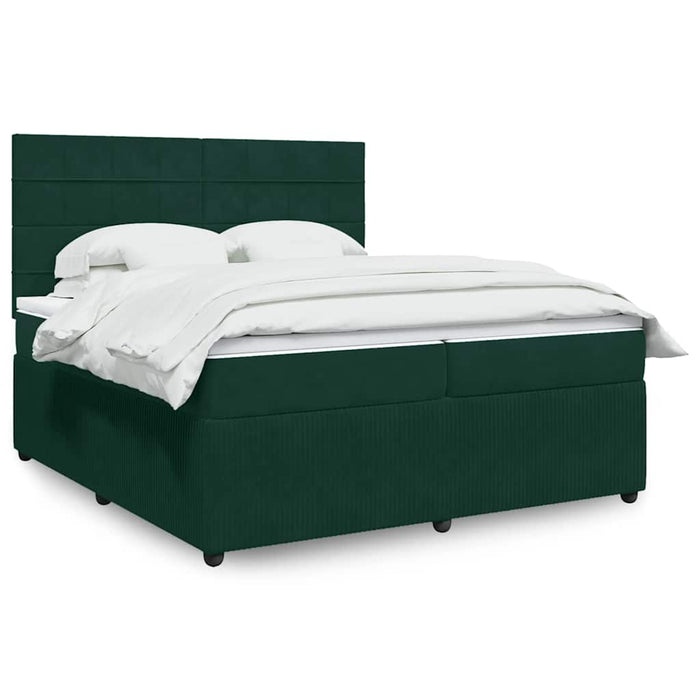 Pat box spring cu saltea, verde închis, 200x200 cm, catifea - WALTI WALTI