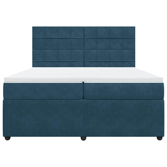 Pat box spring cu saltea, albastru, 200x200 cm, catifea - WALTI WALTI