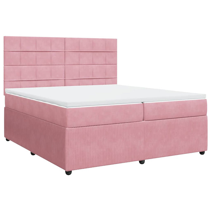 Pat box spring cu saltea, roz, 200x200 cm, catifea - WALTI WALTI