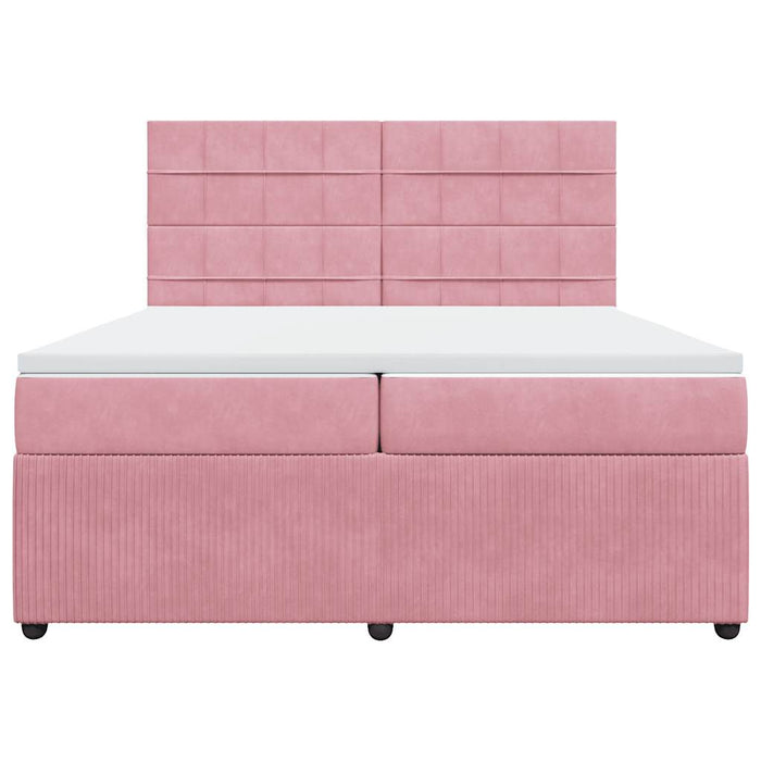 Pat box spring cu saltea, roz, 200x200 cm, catifea - WALTI WALTI