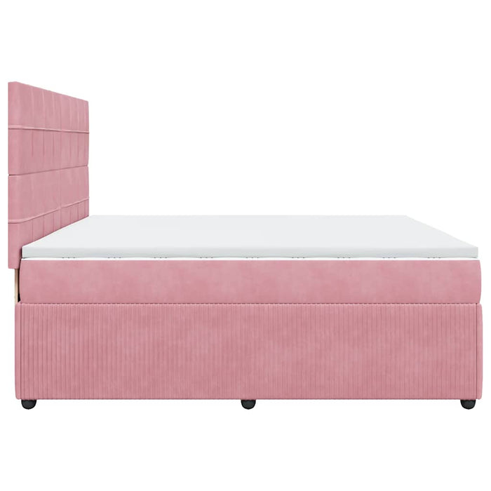 Pat box spring cu saltea, roz, 200x200 cm, catifea - WALTI WALTI