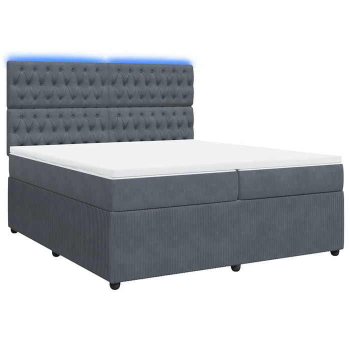 Pat box spring cu saltea, gri închis, 200x200 cm, catifea - WALTI WALTI