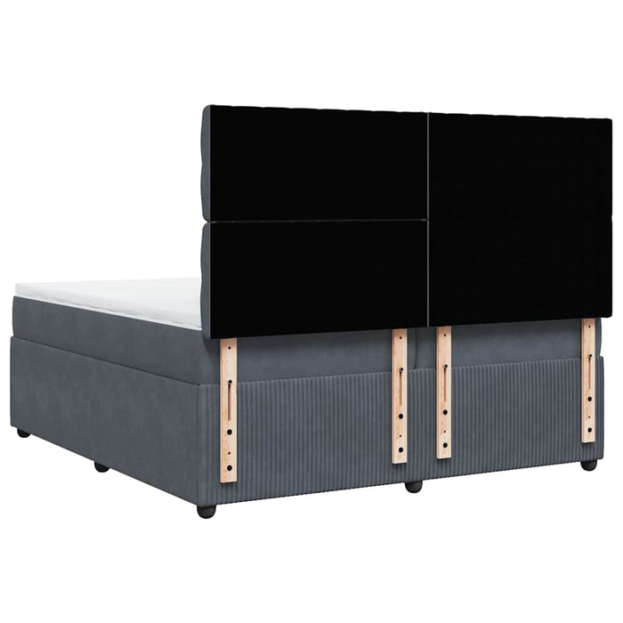 Pat box spring cu saltea, gri închis, 200x200 cm, catifea - WALTI WALTI