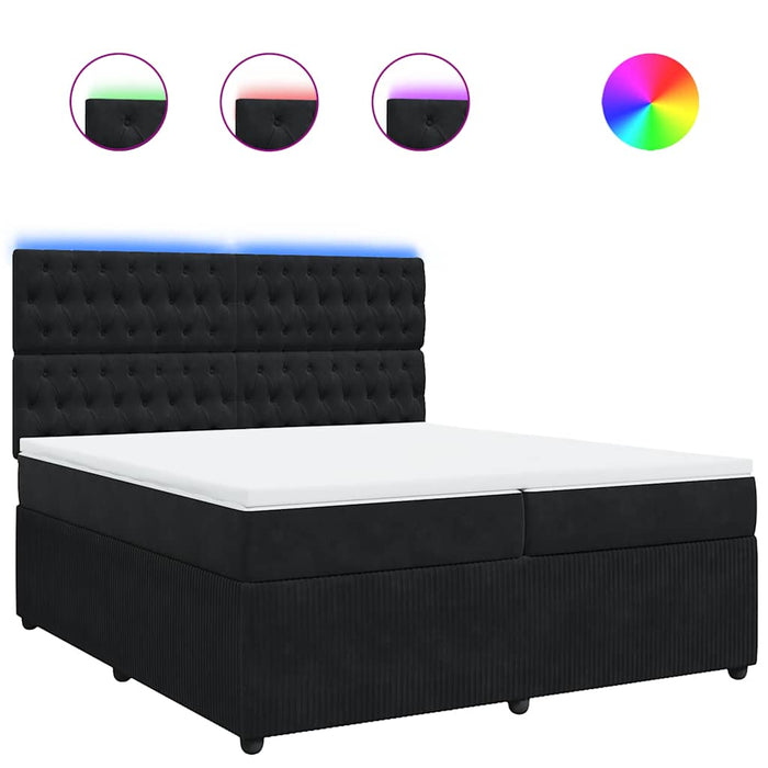 Pat box spring cu saltea, negru, 200x200 cm, catifea - WALTI WALTI