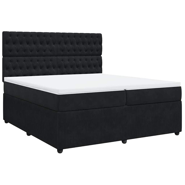 Pat box spring cu saltea, negru, 200x200 cm, catifea - WALTI WALTI