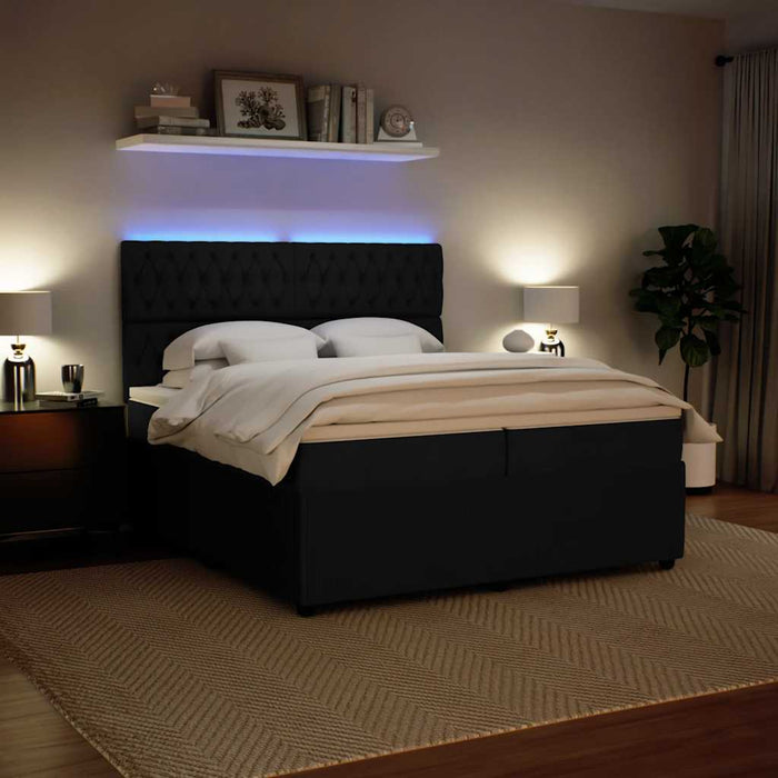 Pat box spring cu saltea, negru, 200x200 cm, catifea - WALTI WALTI