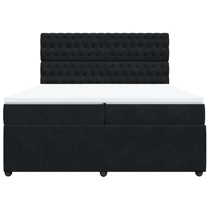 Pat box spring cu saltea, negru, 200x200 cm, catifea - WALTI WALTI