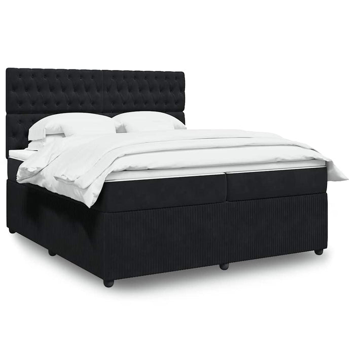 Pat box spring cu saltea, negru, 200x200 cm, catifea - WALTI WALTI