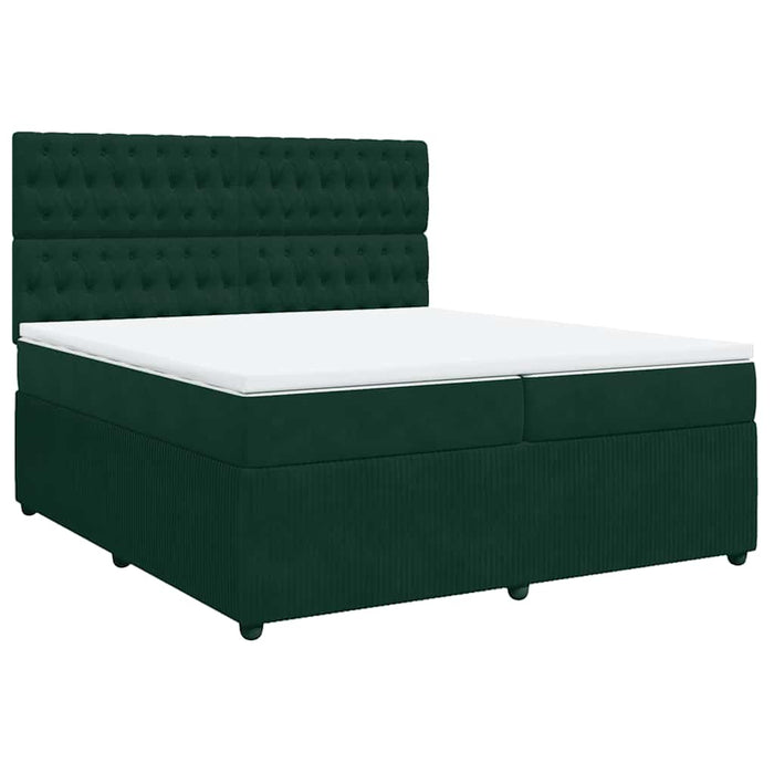 Pat box spring cu saltea, verde închis, 200x200 cm, catifea - WALTI WALTI