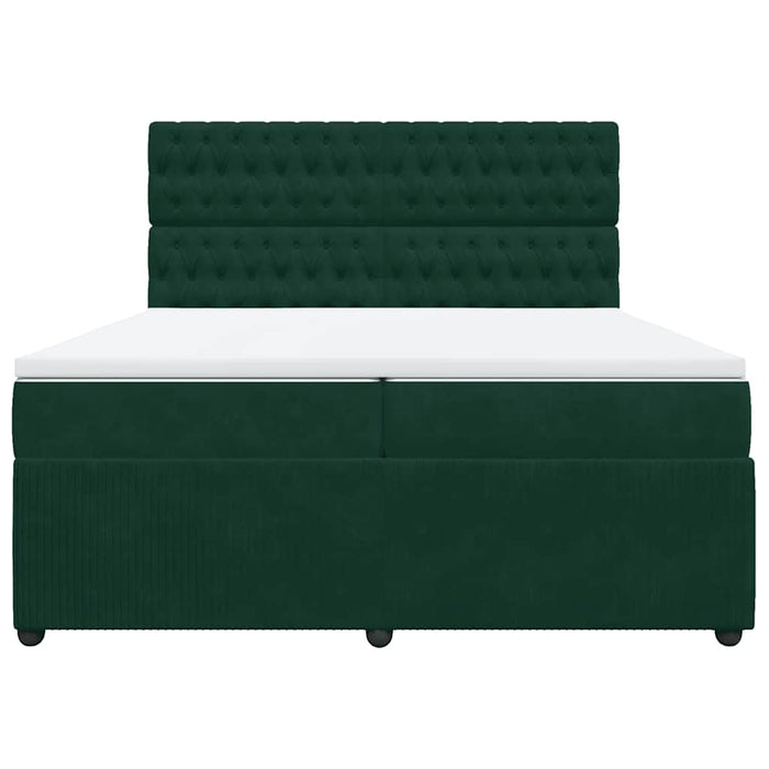 Pat box spring cu saltea, verde închis, 200x200 cm, catifea - WALTI WALTI