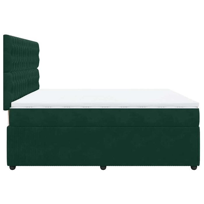 Pat box spring cu saltea, verde închis, 200x200 cm, catifea - WALTI WALTI