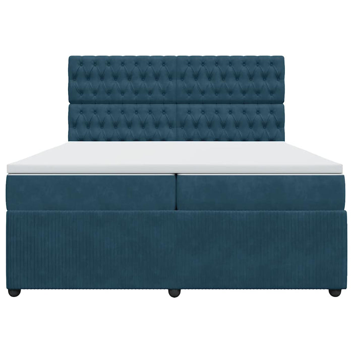 Pat box spring cu saltea, albastru, 200x200 cm, catifea - WALTI WALTI