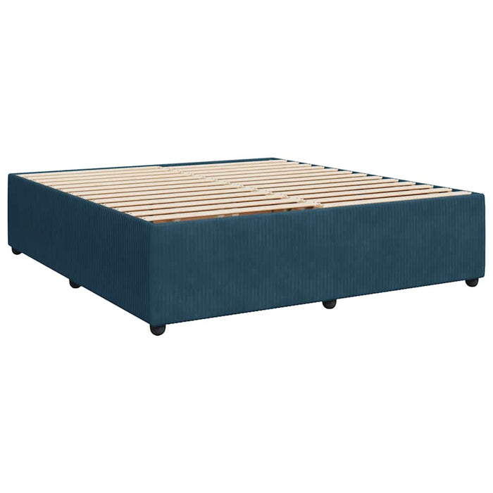 Pat box spring cu saltea, albastru, 200x200 cm, catifea - WALTI WALTI