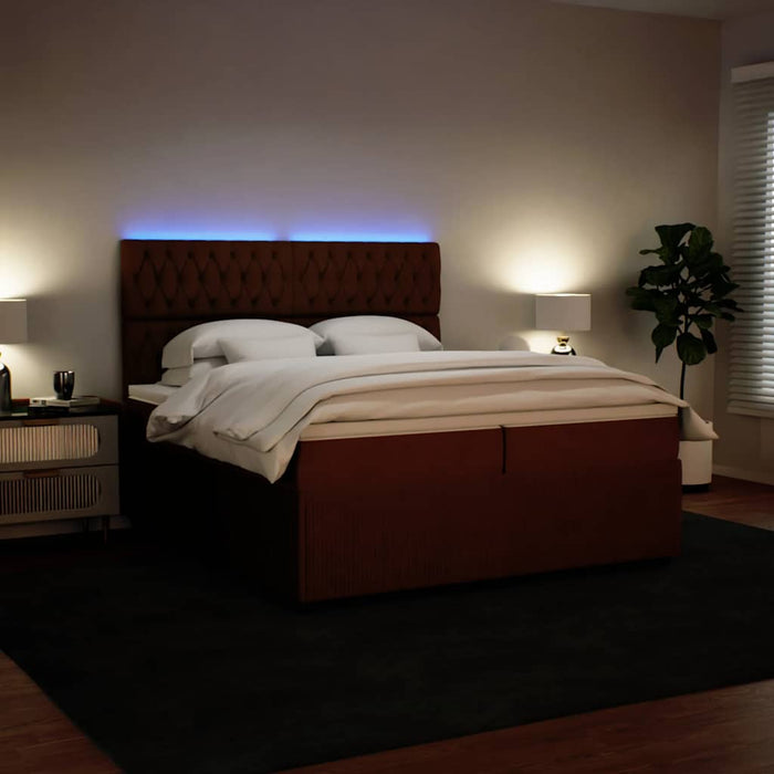 Pat box spring cu saltea, roz, 200x200 cm, catifea - WALTI WALTI