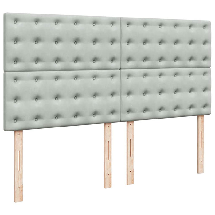 Pat box spring cu saltea, gri deschis, 200x200 cm, catifea - WALTI WALTI