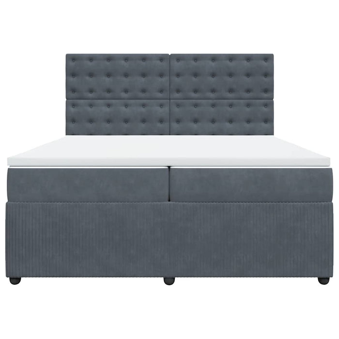 Pat box spring cu saltea, gri închis, 200x200 cm, catifea - WALTI WALTI