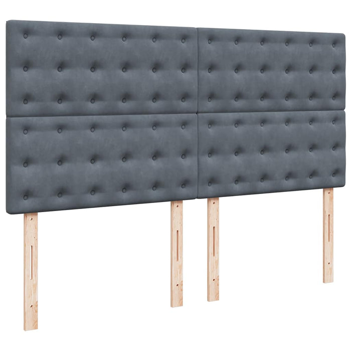 Pat box spring cu saltea, gri închis, 200x200 cm, catifea - WALTI WALTI