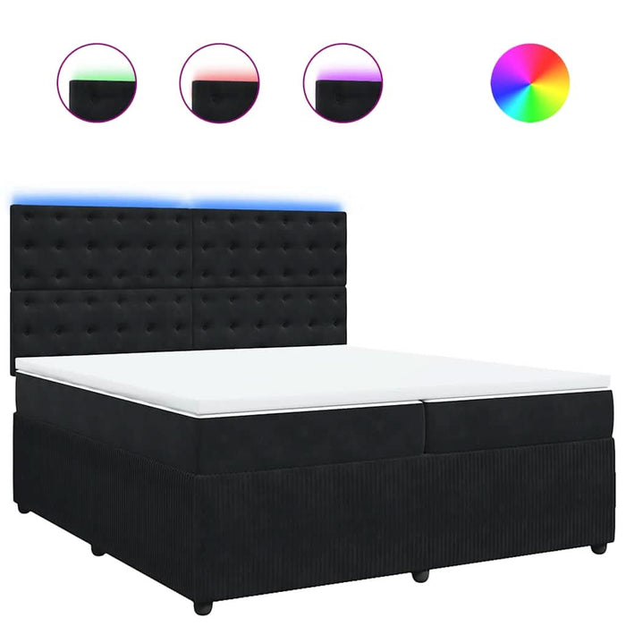 Pat box spring cu saltea, negru, 200x200 cm, catifea - WALTI WALTI