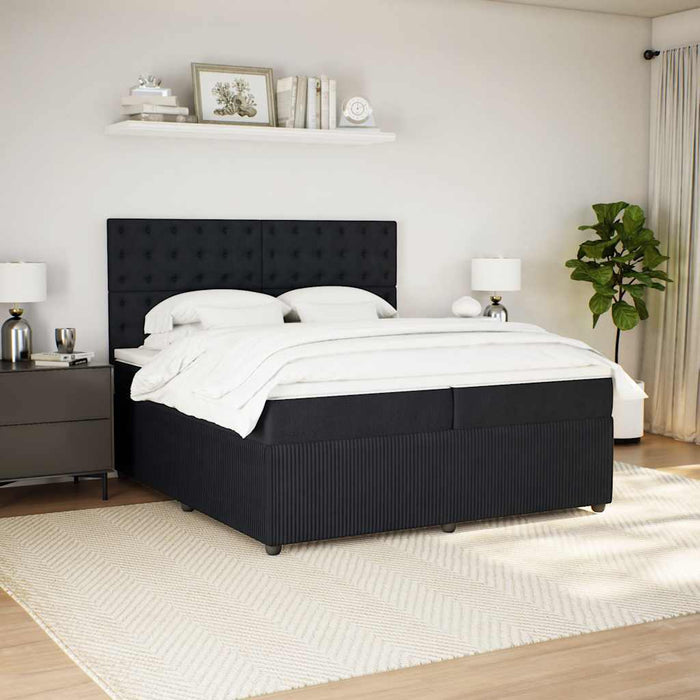 Pat box spring cu saltea, negru, 200x200 cm, catifea - WALTI WALTI