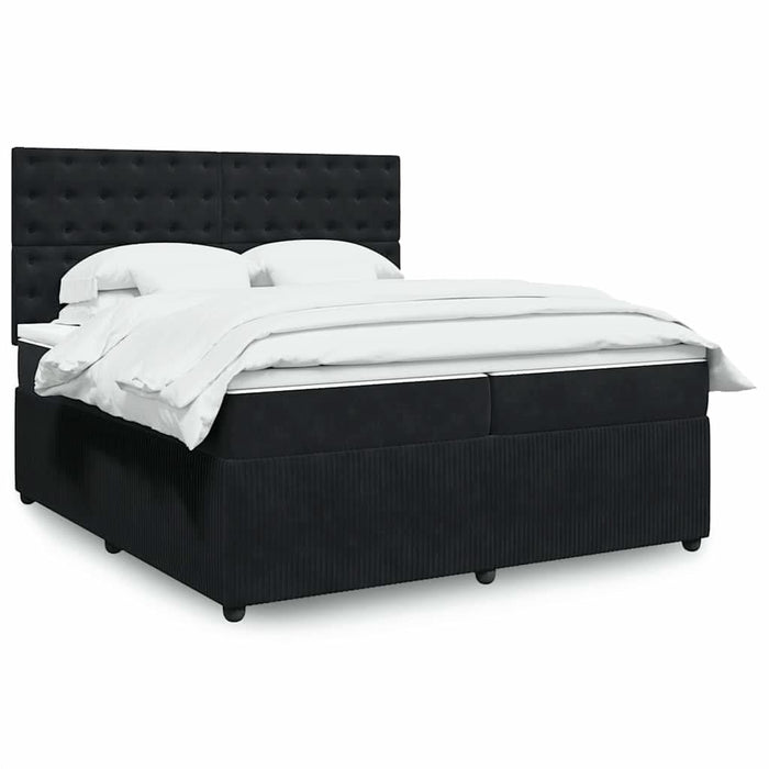 Pat box spring cu saltea, negru, 200x200 cm, catifea - WALTI WALTI