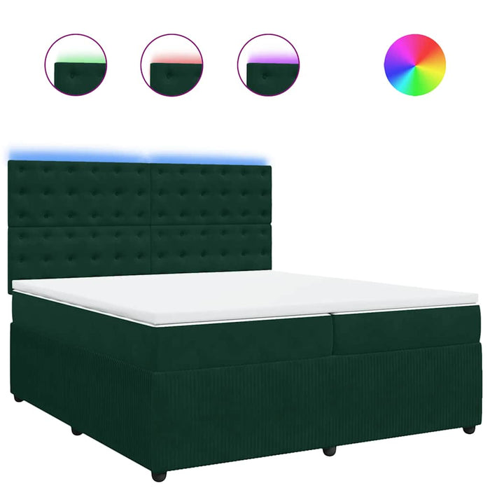 Pat box spring cu saltea, verde închis, 200x200 cm, catifea - WALTI WALTI