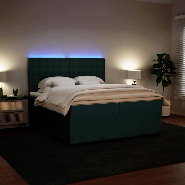 Pat box spring cu saltea, verde închis, 200x200 cm, catifea - WALTI WALTI