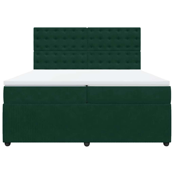Pat box spring cu saltea, verde închis, 200x200 cm, catifea - WALTI WALTI
