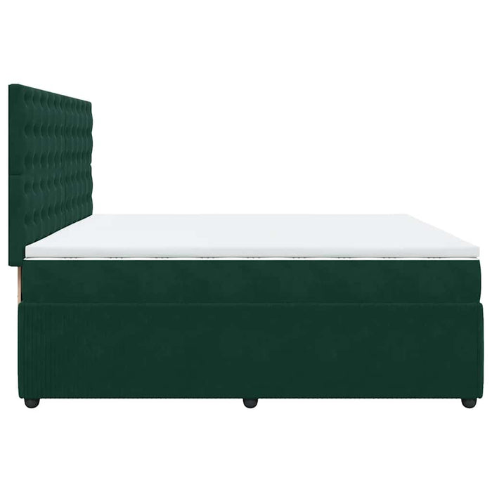 Pat box spring cu saltea, verde închis, 200x200 cm, catifea - WALTI WALTI