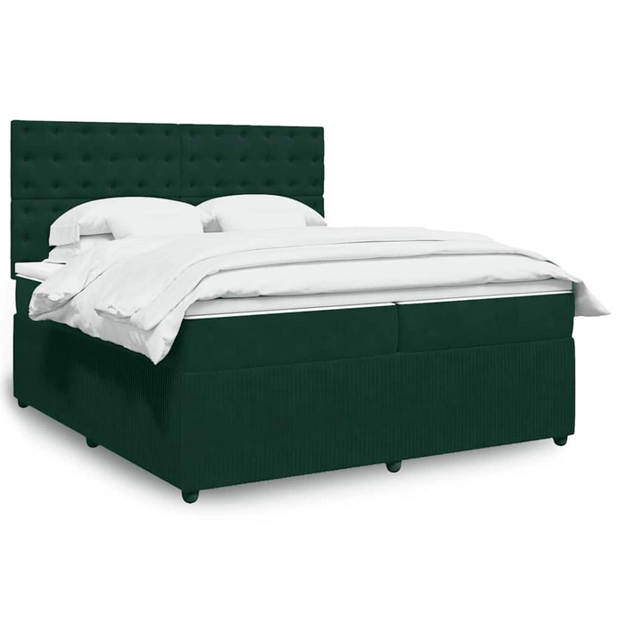Pat box spring cu saltea, verde închis, 200x200 cm, catifea - WALTI WALTI