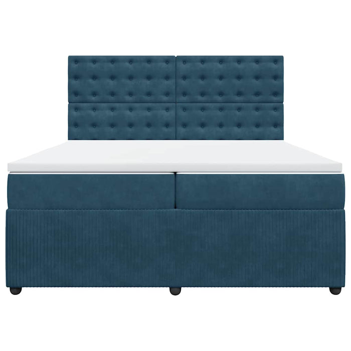 Pat box spring cu saltea, albastru, 200x200 cm, catifea - WALTI WALTI