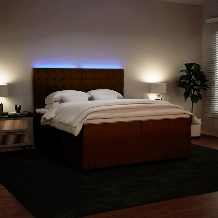 Pat box spring cu saltea, roz, 200x200 cm, catifea - WALTI WALTI