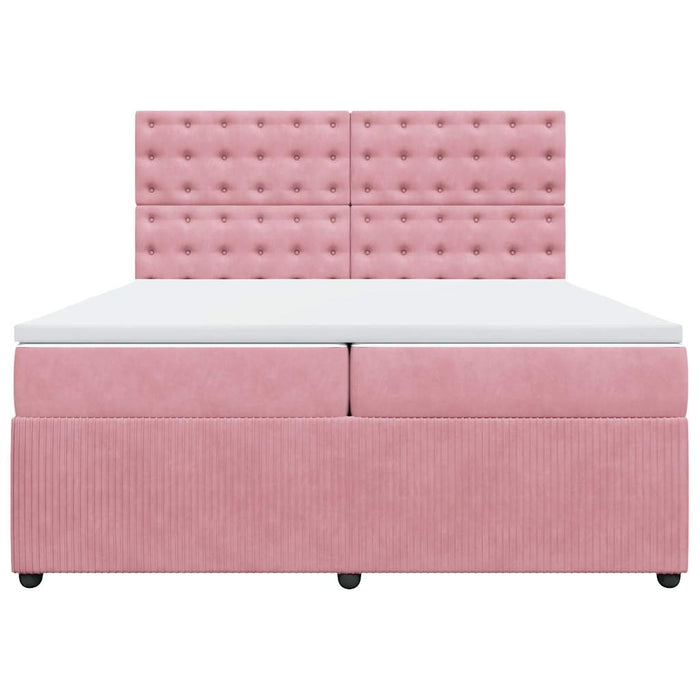 Pat box spring cu saltea, roz, 200x200 cm, catifea - WALTI WALTI