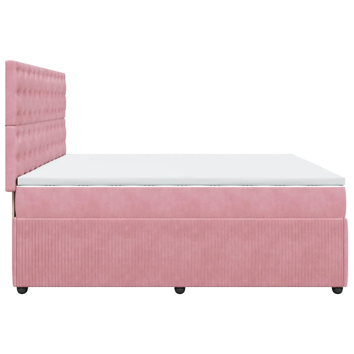 Pat box spring cu saltea, roz, 200x200 cm, catifea - WALTI WALTI