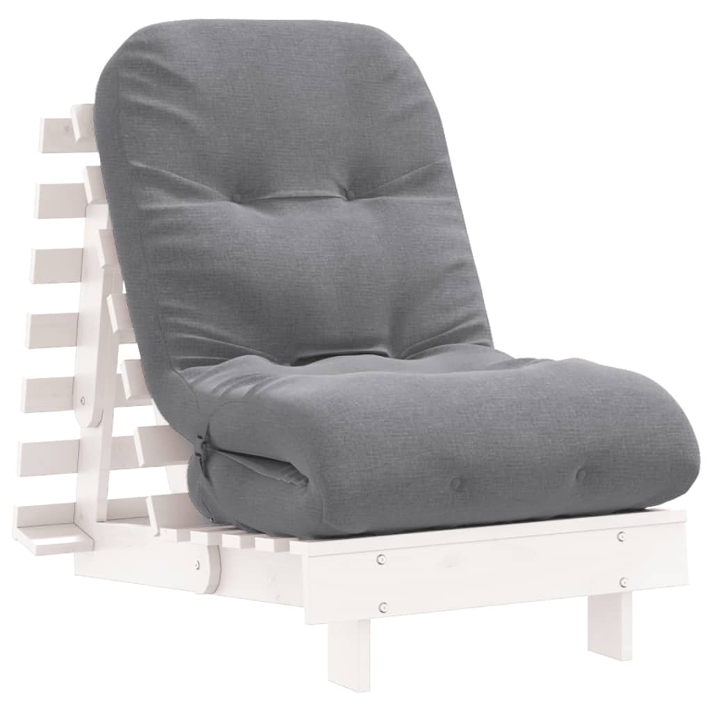 Canapea futon cu saltea, alb, 60x206x11 cm, lemn masiv de pin - WALTI