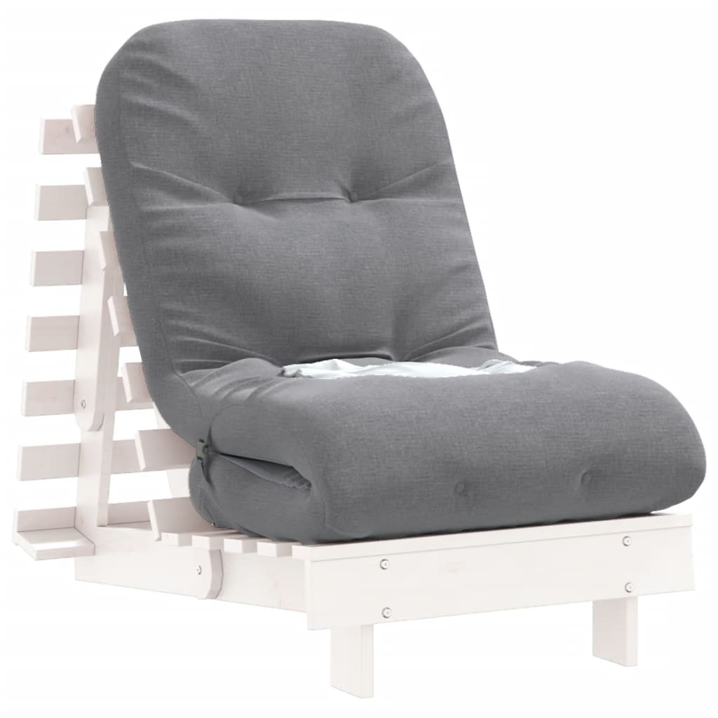 Canapea futon cu saltea, alb, 60x206x11 cm, lemn masiv de pin - WALTI