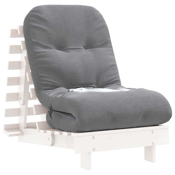 Canapea futon cu saltea, alb, 60x206x11 cm, lemn masiv de pin WALTI