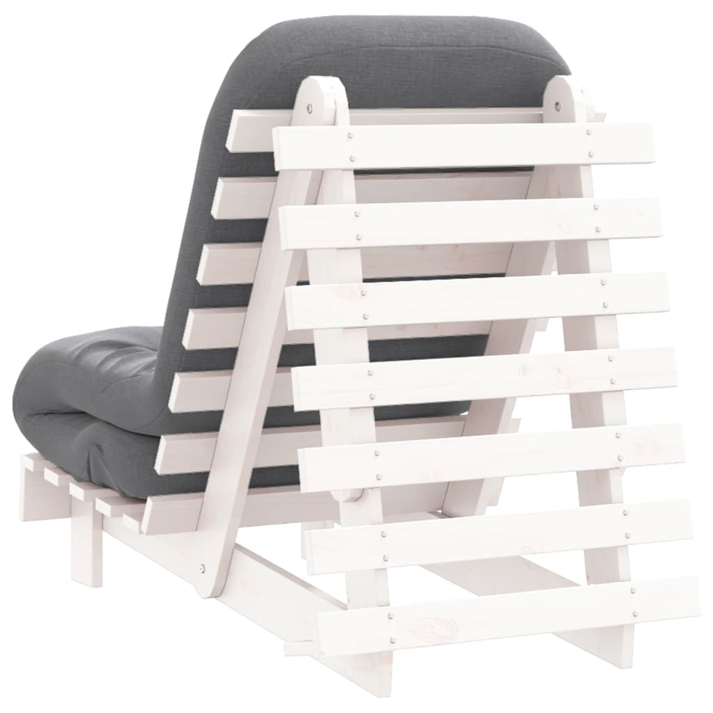 Canapea futon cu saltea, alb, 60x206x11 cm, lemn masiv de pin - WALTI