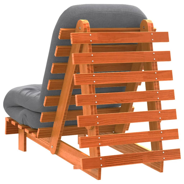 Canapea futon cu saltea, maro, 60x206x11 cm, lemn masiv de pin - WALTI WALTI