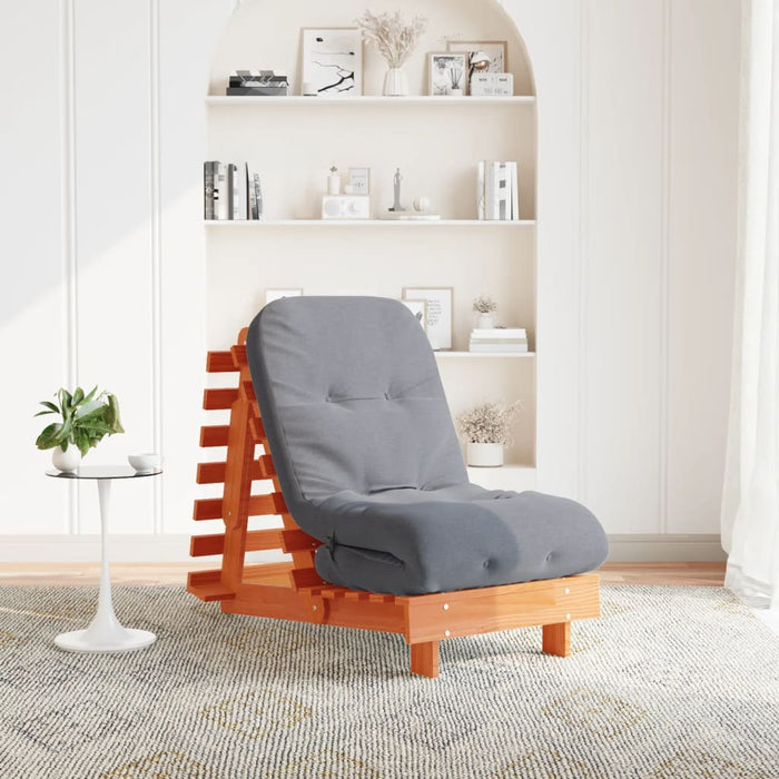 Canapea futon cu saltea, maro, 60x206x11 cm, lemn masiv de pin - WALTI WALTI