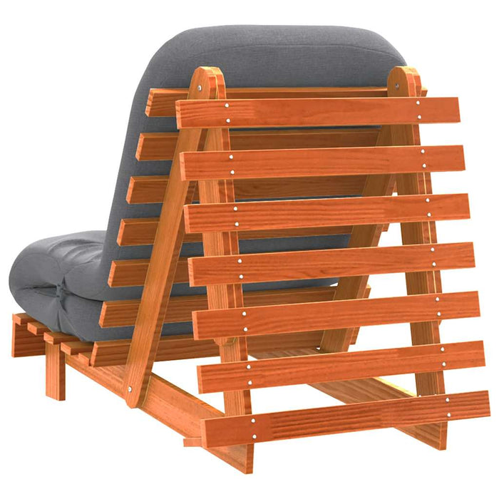Canapea futon cu saltea, maro, 70x206x11 cm, lemn masiv de pin - WALTI WALTI