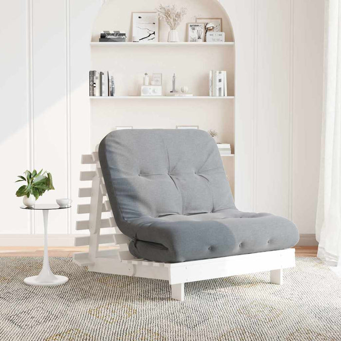 Canapea futon cu saltea, alb, 80x206x11 cm, lemn masiv de pin - WALTI WALTI