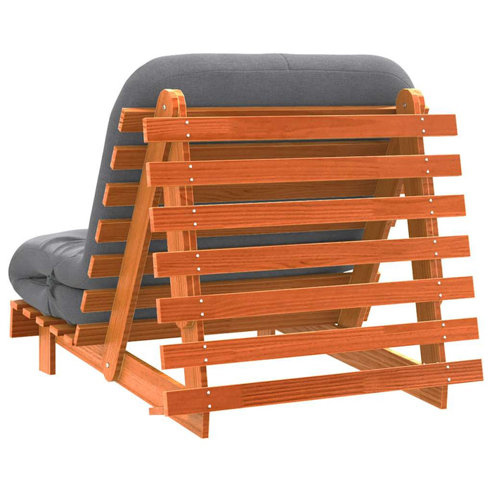 Canapea futon cu saltea, maro, 80x206x11 cm, lemn masiv de pin - WALTI WALTI