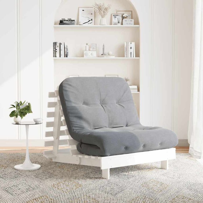 Canapea futon cu saltea, alb, 90x206x11 cm, lemn masiv de pin - WALTI WALTI