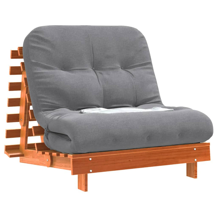 Canapea futon cu saltea, maro, 90x206x11 cm, lemn masiv de pin - WALTI WALTI
