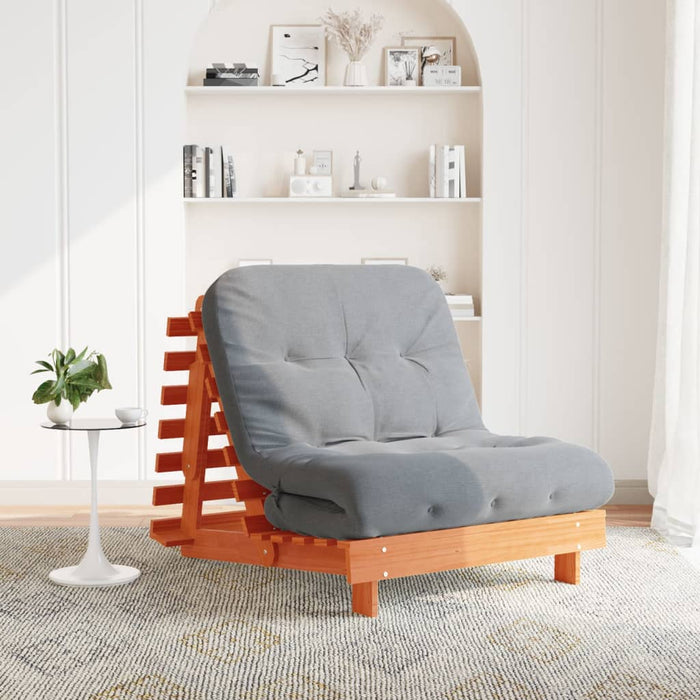 Canapea futon cu saltea, maro, 90x206x11 cm, lemn masiv de pin - WALTI WALTI