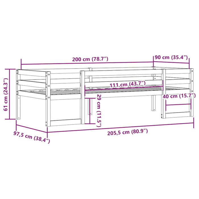 Cadru de pat pentru copii maro ceruit 90x200 cm lemn masiv pin - WALTI WALTI