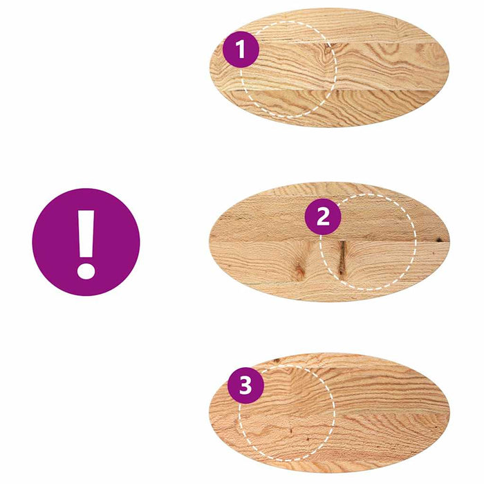 Blat de masă 80x40x4 cm lemn masiv de stejar oval - WALTI WALTI