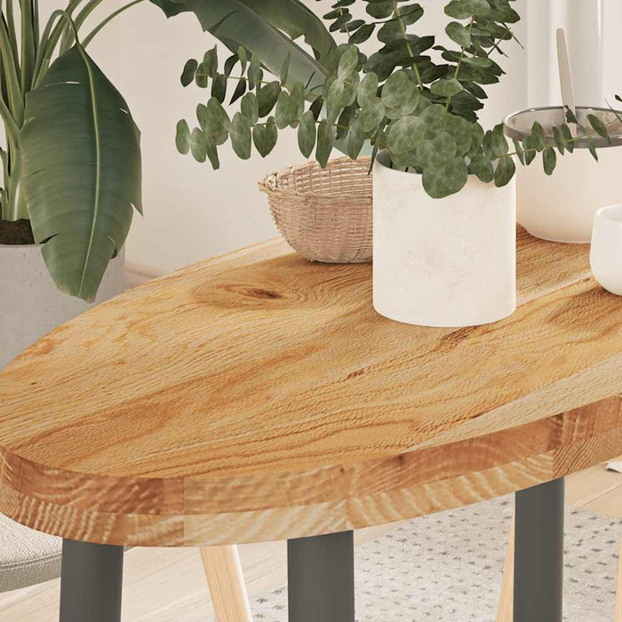 Blat de masă maro deschis 80x40x4 cm lemn masiv de stejar oval - WALTI WALTI